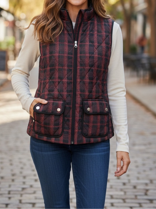 croft & barrow Jackets & Blazers - croft & barrow Black and Red Plaid Quilted Jacket Lining